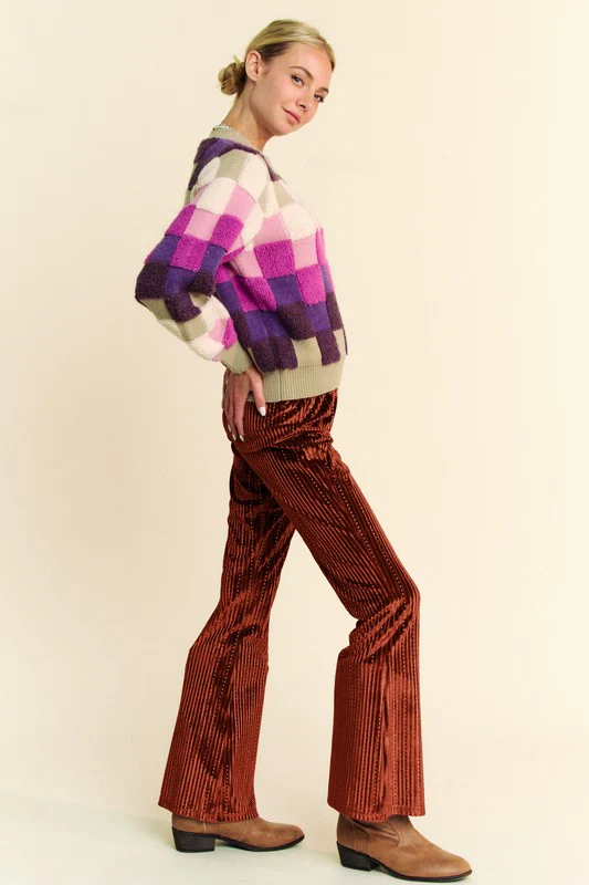 Davi & Dani Elastic Waist Knit Flare Pants - Image 7