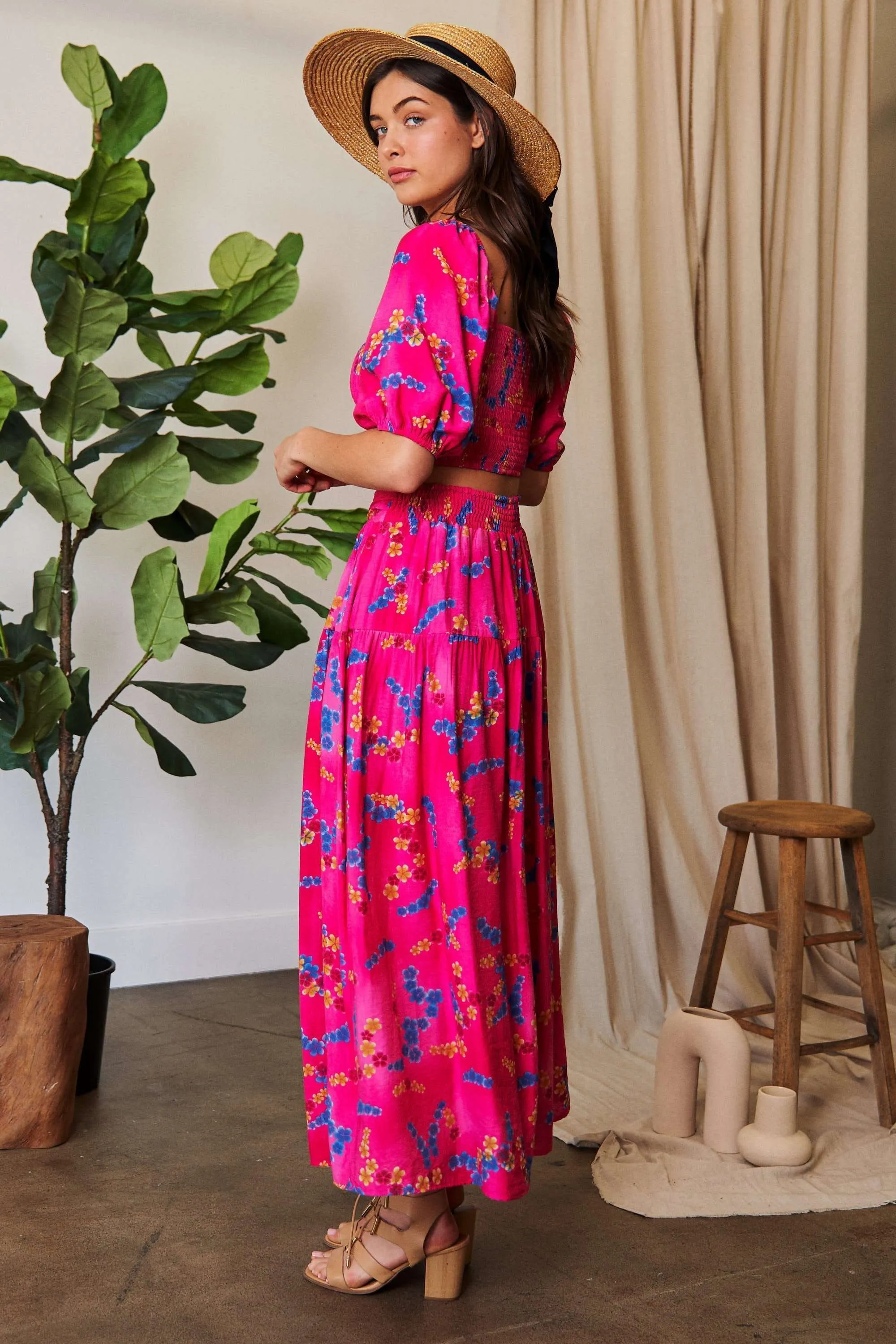 Davi & Dani Printed Smocking Waistband Ruffled Maxi Skirt - Image 8