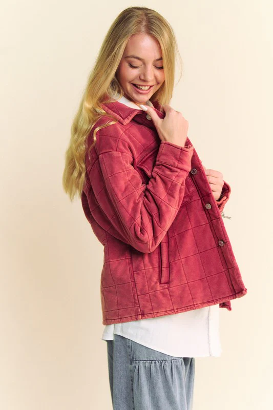 Davi & Dani Quilted Button Down Shacket with Chest Pockets - Image 3