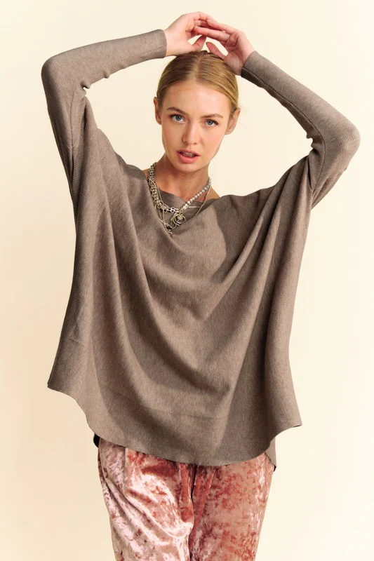 Davi & Dani Round Neck Dropped Shoulder Long Sleeve Knit Top - Image 4