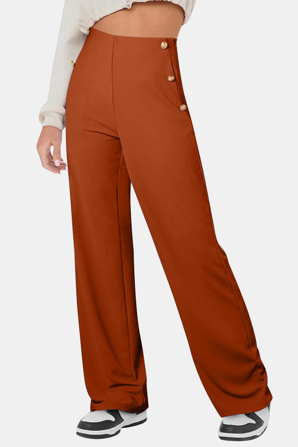 Decorative Button High Rise Pants - Image 9
