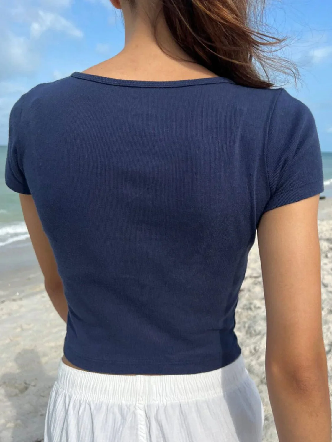Devine Button Detail Short Sleeve T-Shirt - Image 7