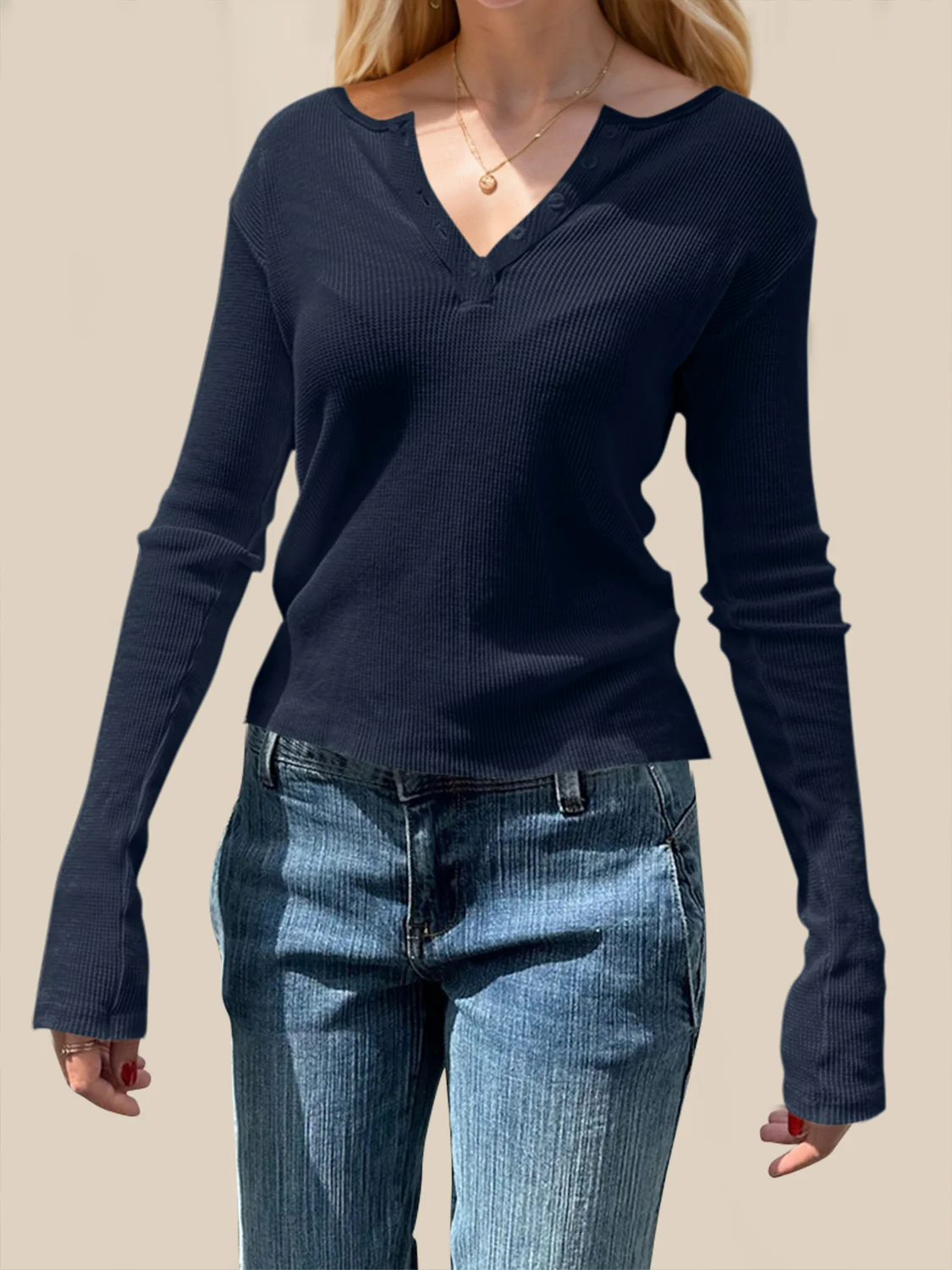 Devine Quarter Button Long Sleeve T-Shirt - Image 5