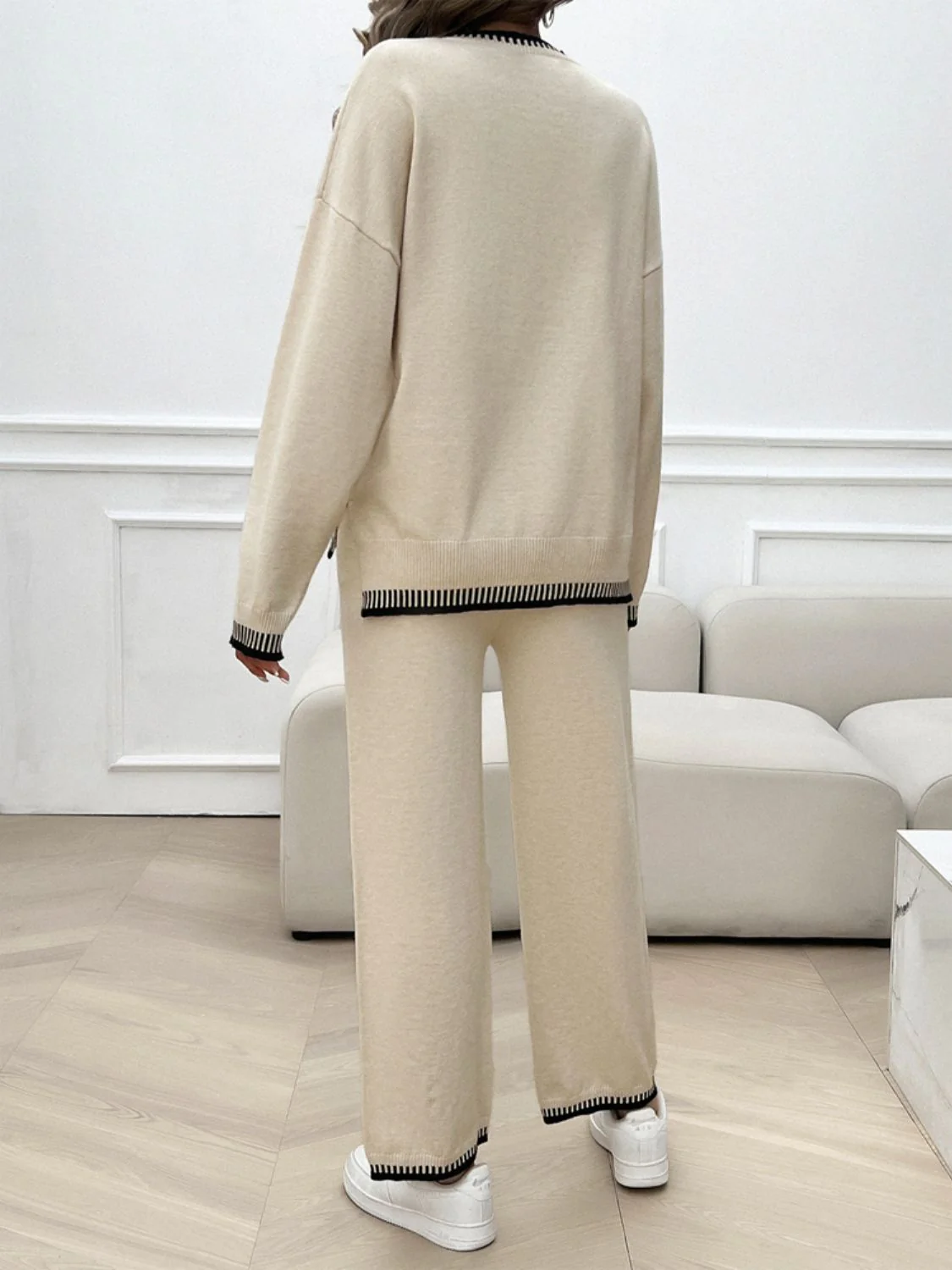 Devine Round Neck Dropped Shoulder Top and Pants Sweater Set - Image 7