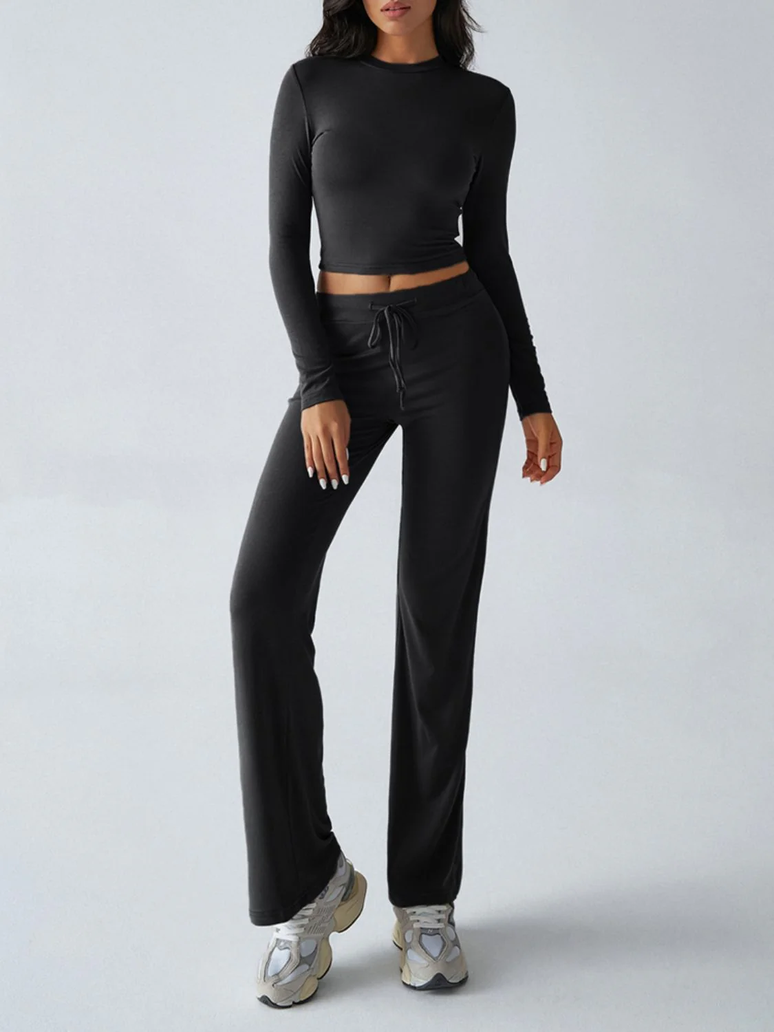 Devine Round Neck Long Sleeve Top and Drawstring Pants Set - Image 24