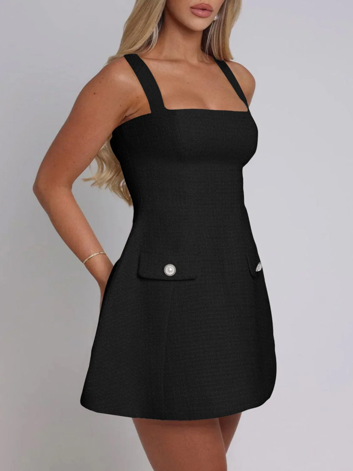 Devine Square Neck Wide Strap Mini Dress - Image 11