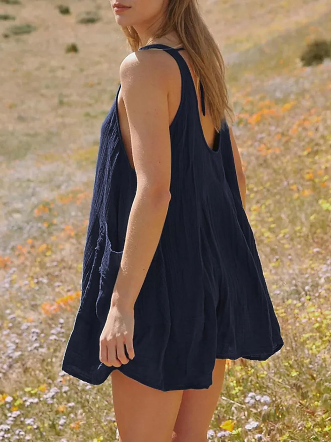 Devine Tied Scoop Neck Wide Strap Mini Dress - Image 12