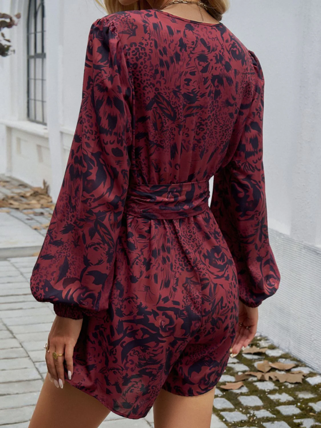 Devine Tied Surplice Long Sleeve Romper - Image 8