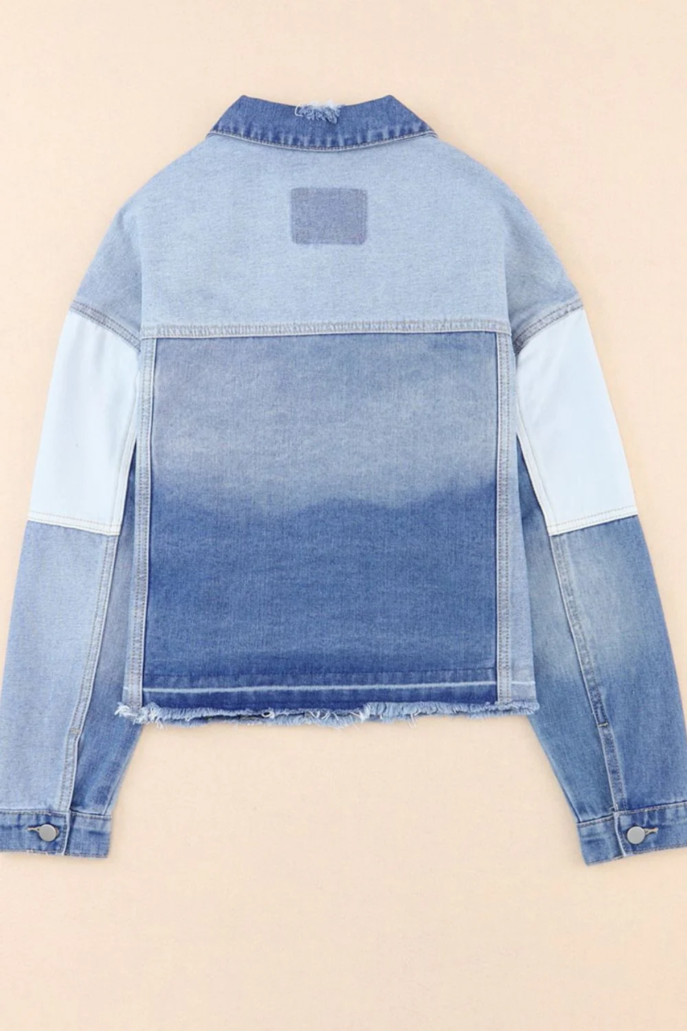 Distressed Button Up Drop Shoulder Denim Jacket - Image 7
