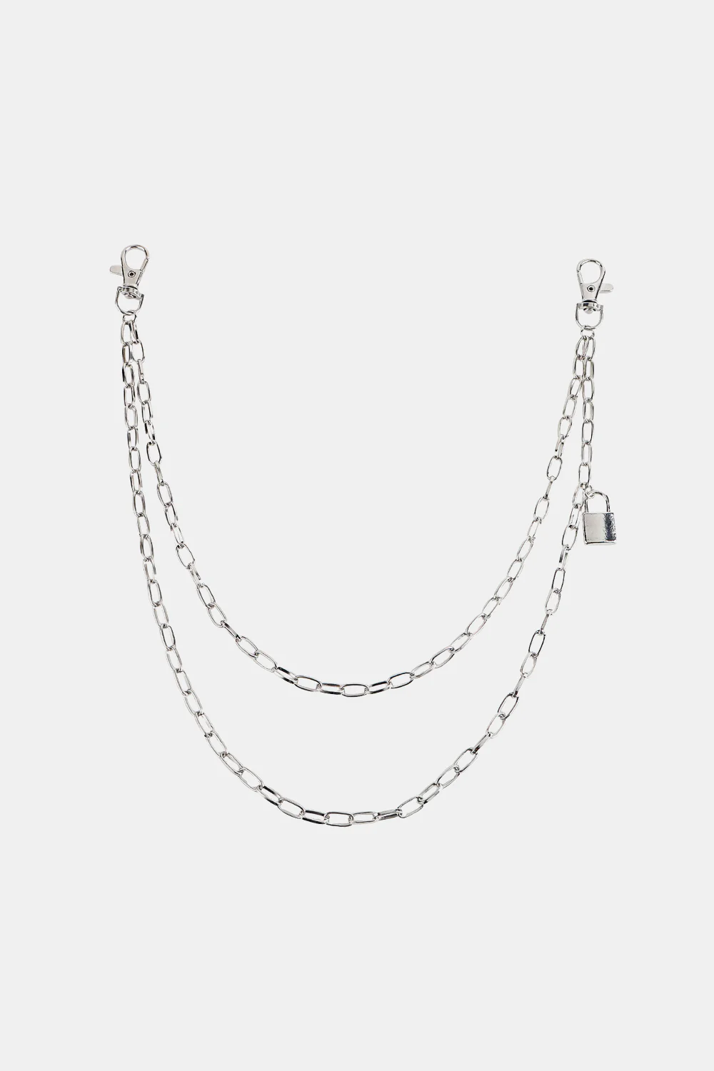 Double Layered Iron Chain Belt with Lock Charm - Image 3