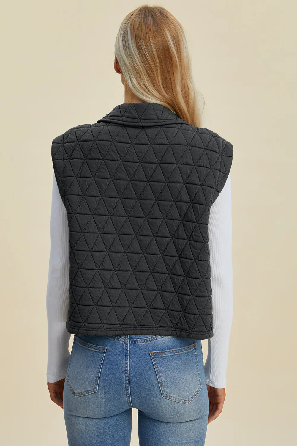 Double Take Full Size Pocketed Texture Snap Down Vest Coat - Image 10