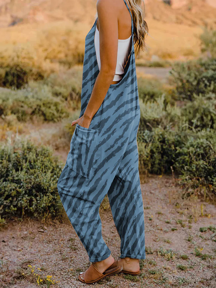 Double Take Full Size Printed V-Neck Sleeveless Jumpsuit - Image 2