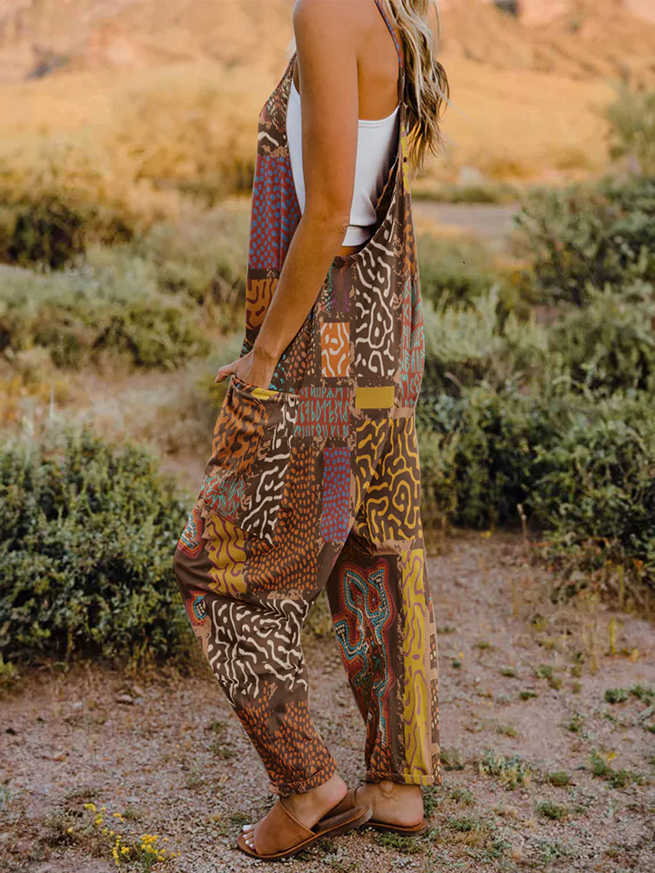 Double Take Full Size Printed V-Neck Sleeveless Jumpsuit - Image 2