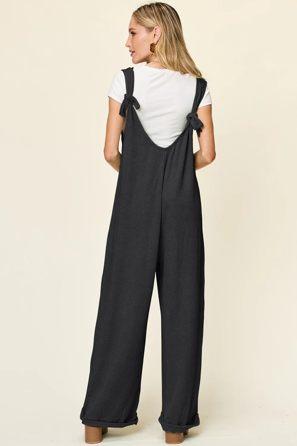 Double Take Full Size Texture Sleeveless Wide Leg Jumpsuit - Image 12