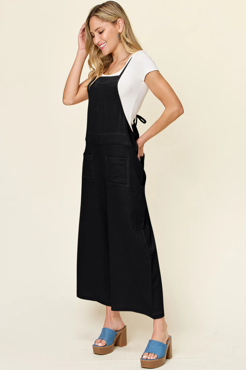 Double Take Full Size Texture Sleeveless Wide Leg Overall - Image 2