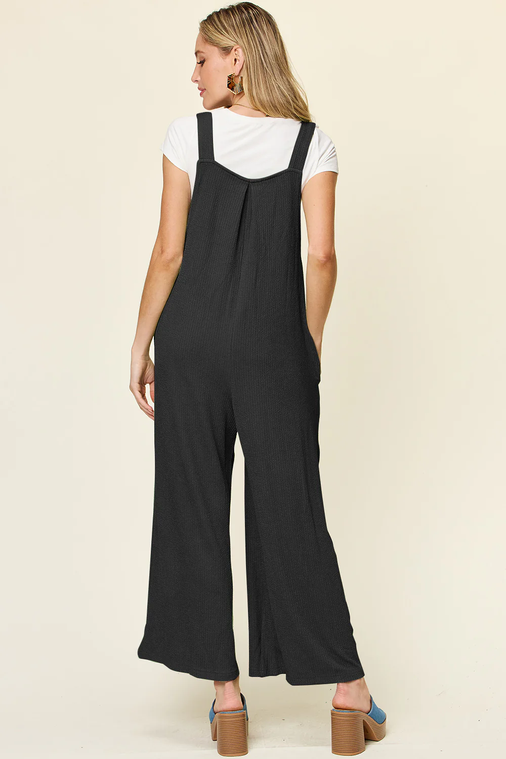 Double Take Full Size Texture Sleeveless Wide Leg Overall - Image 2
