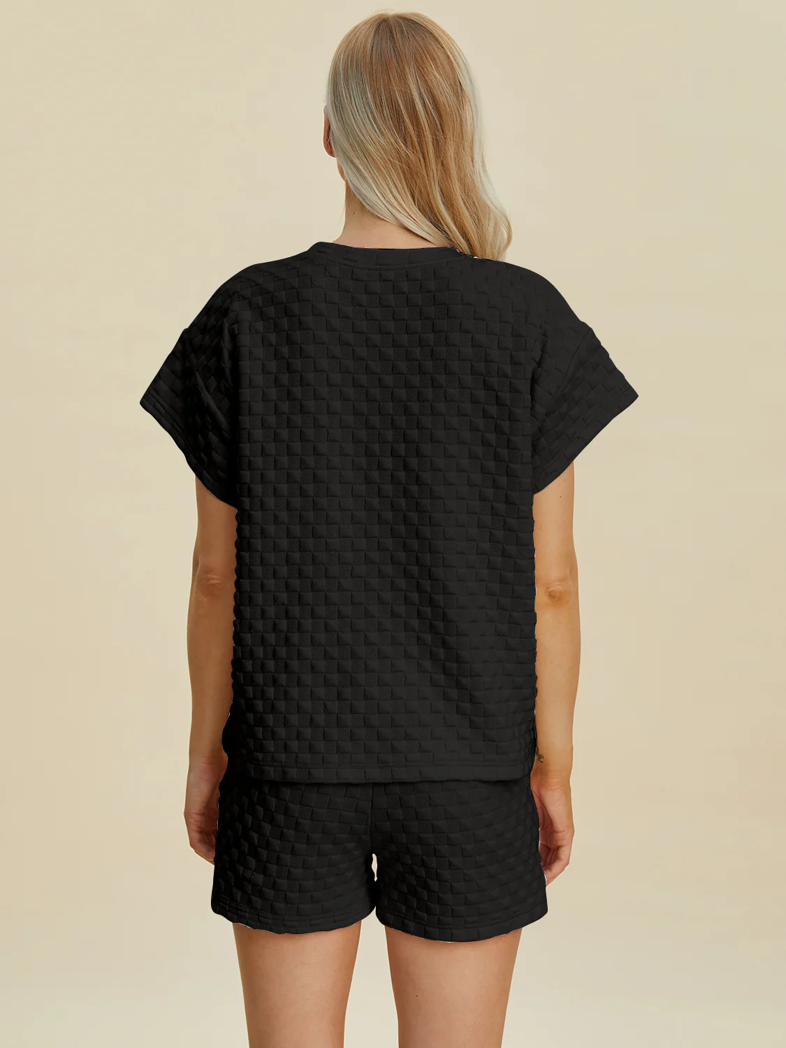 Double Take Full Size Texture T-Shirt and Shorts Set - Image 25