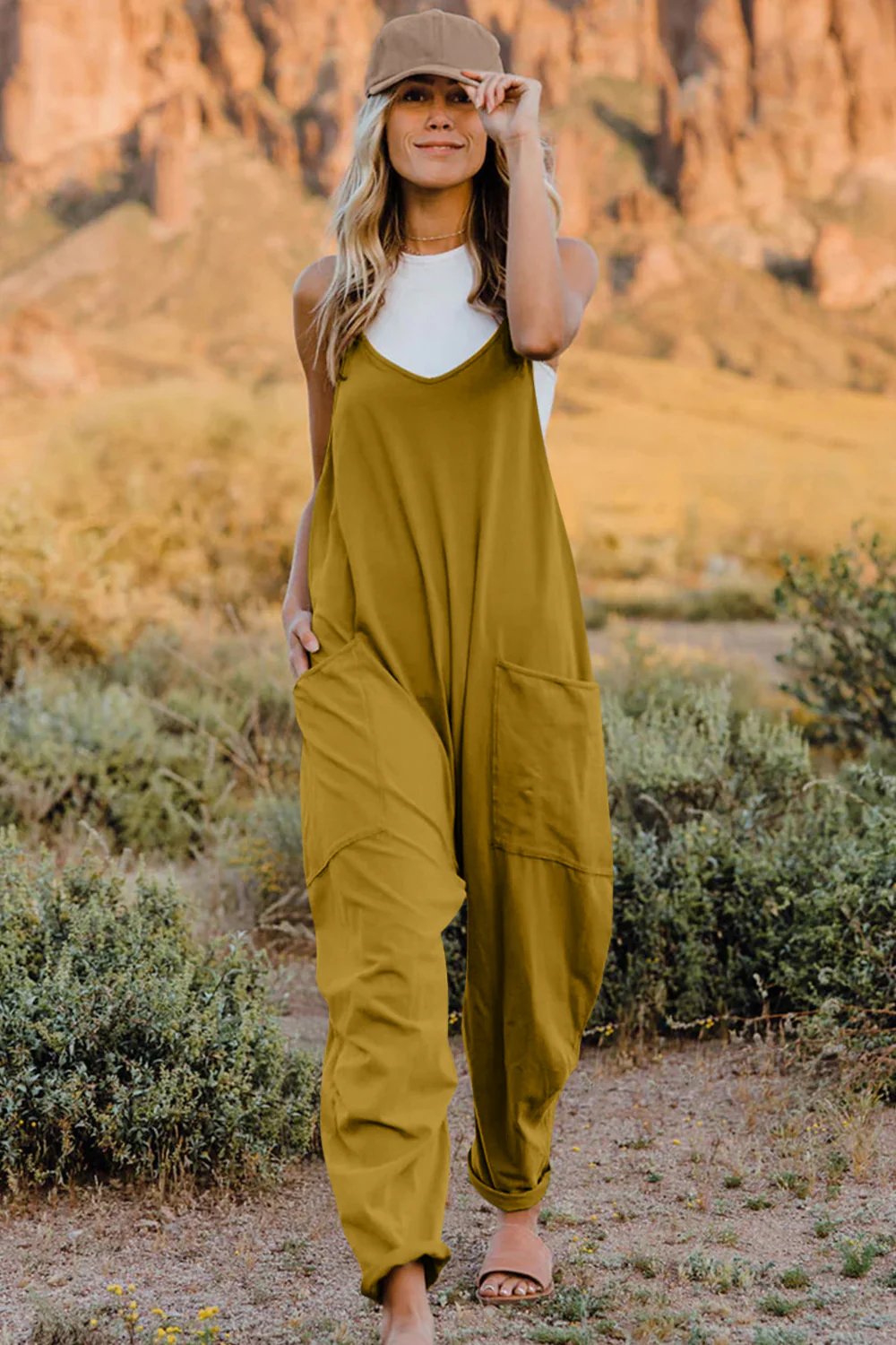 Double Take Full Size V-Neck Sleeveless Jumpsuit with Pockets - Image 32