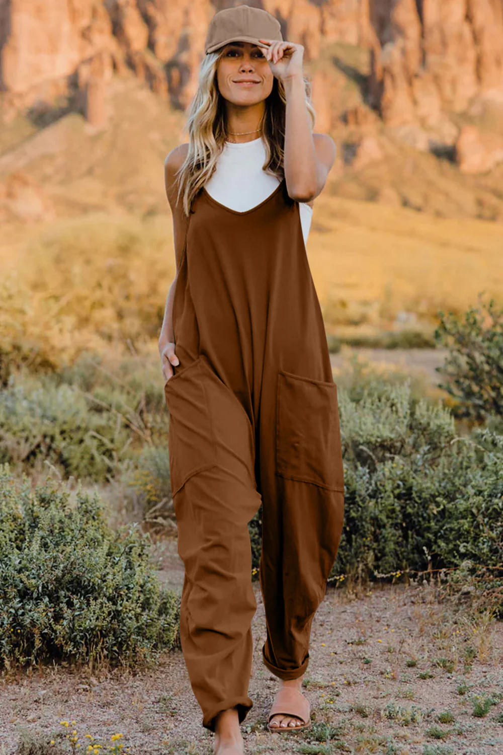 Double Take Full Size V-Neck Sleeveless Jumpsuit with Pockets - Image 34
