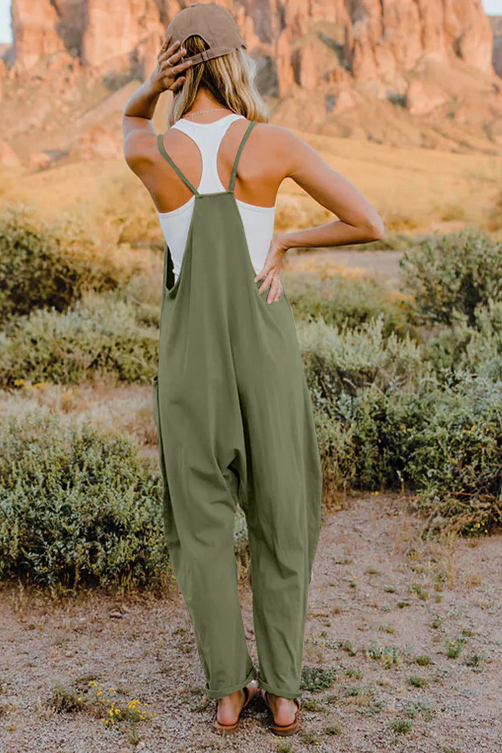Double Take Full Size V-Neck Sleeveless Jumpsuit with Pockets - Image 9