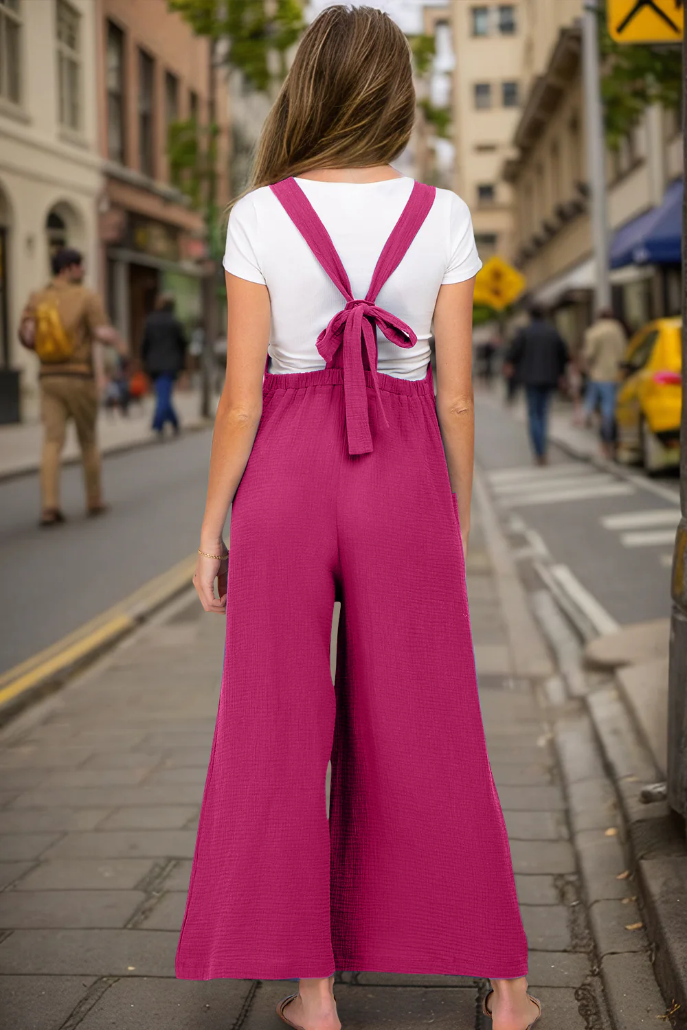Double Take Full Size Wide Leg Overalls with Pockets - Image 4