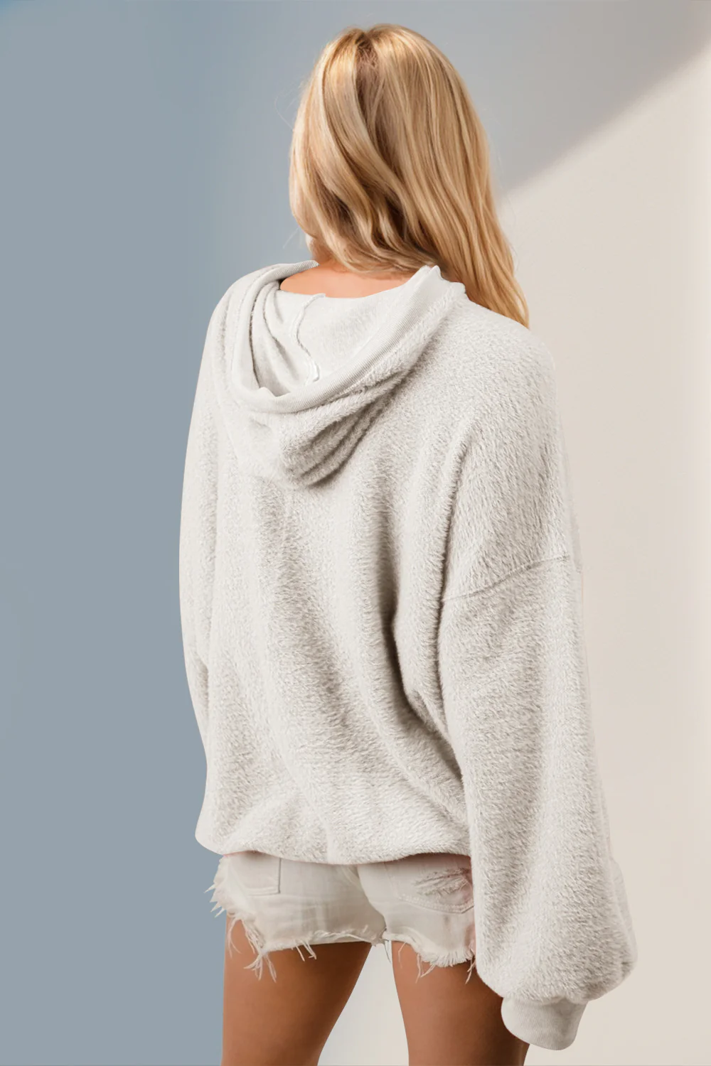 Double Take Half Zip Long Sleeve Hoodie with Kangaroo Pocket - Image 6