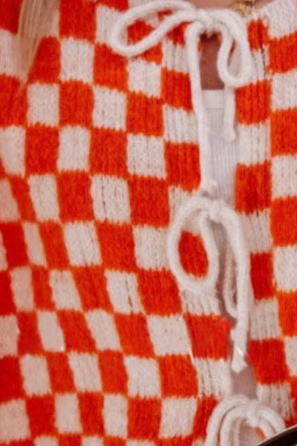 Double Take Tied Checkered Dropped Shoulder Flounce Sleeve Cardigan - Image 19