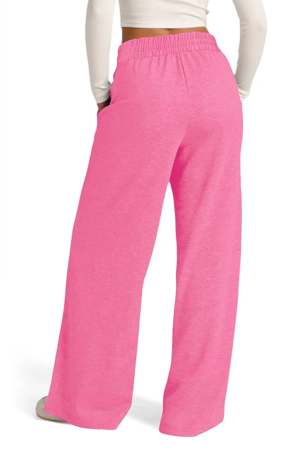 Drawstring Elastic Waist Wide Leg Pants - Image 20