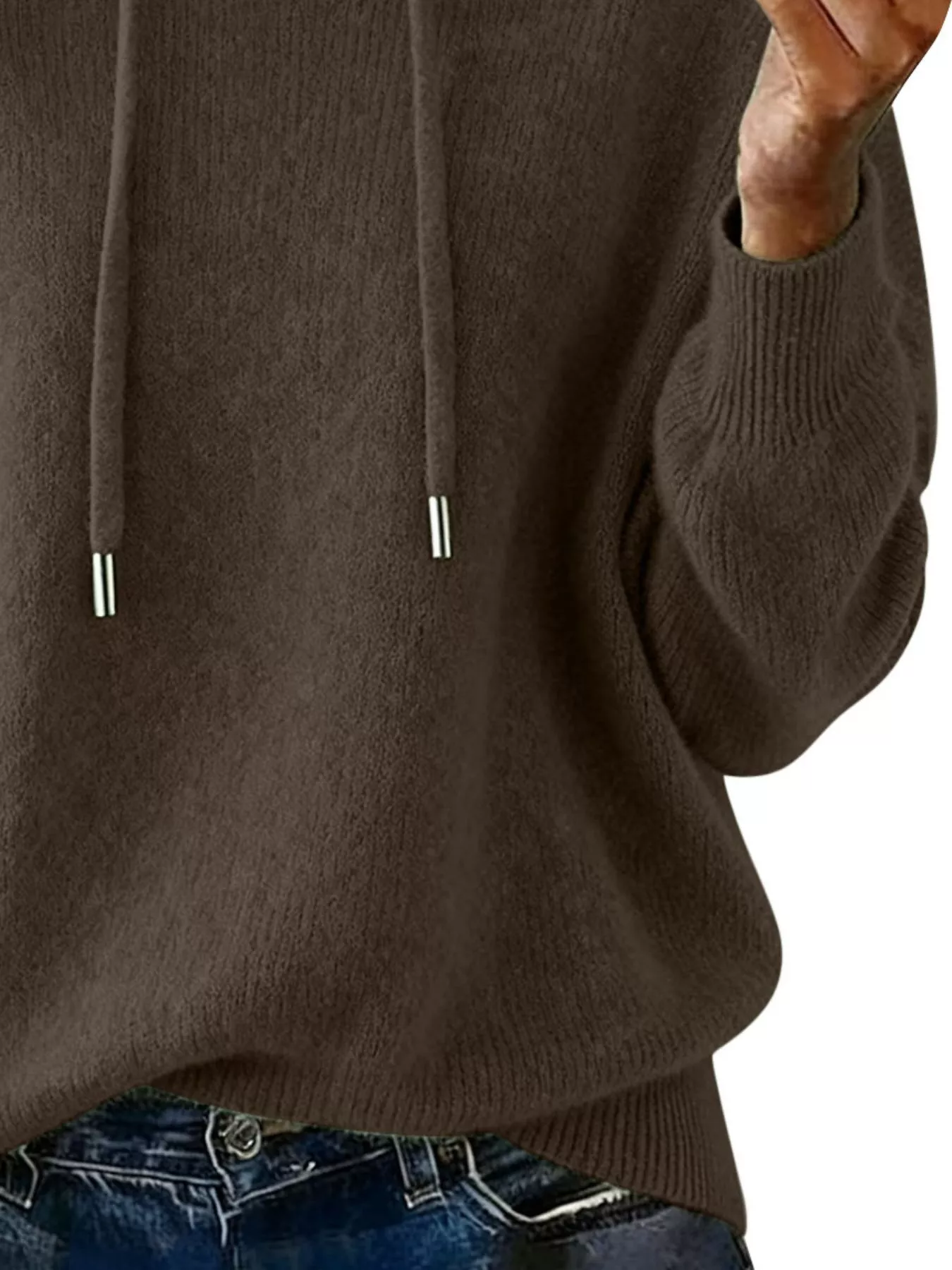Drawstring Long Sleeve Hooded Sweater - Image 12