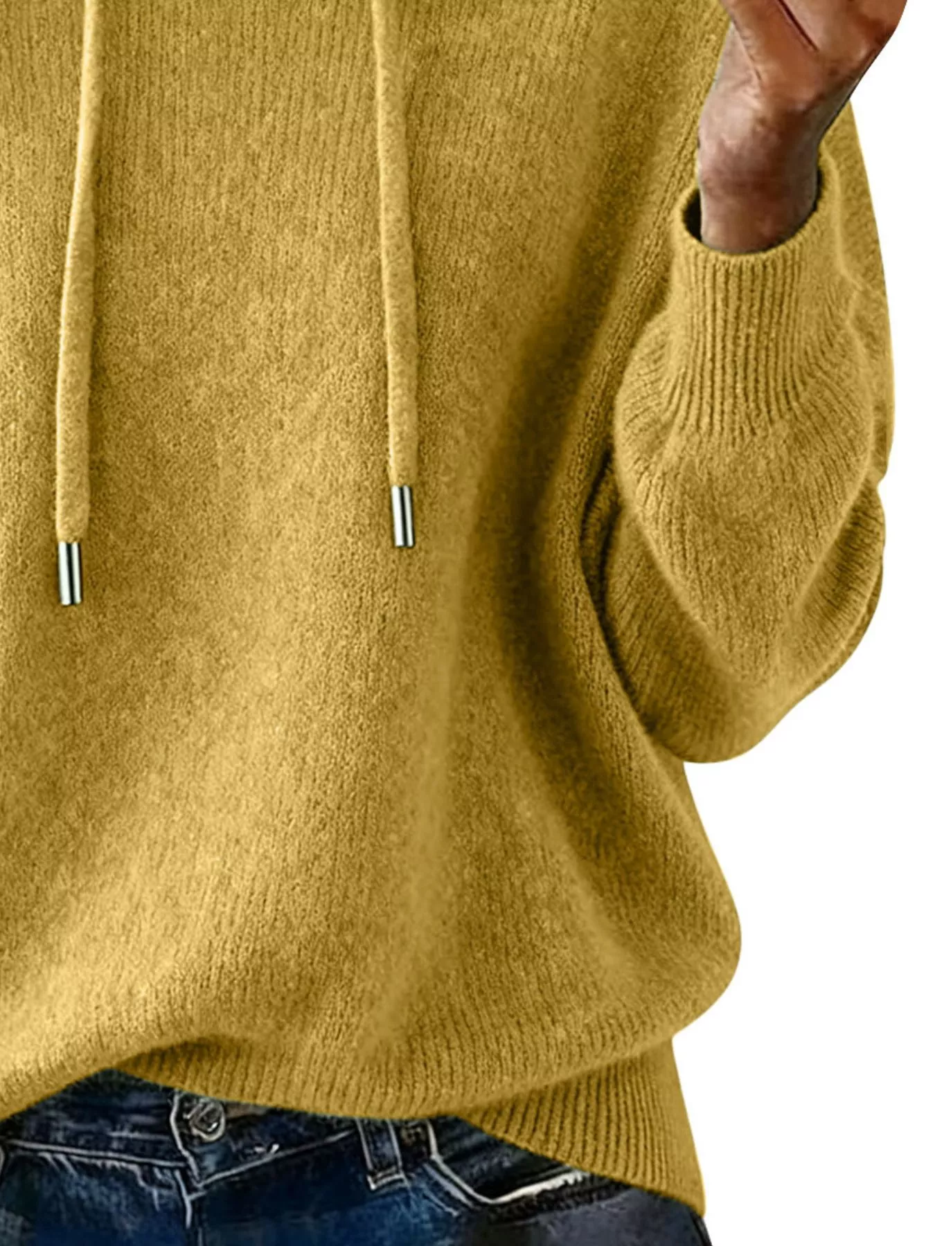 Drawstring Long Sleeve Hooded Sweater - Image 21