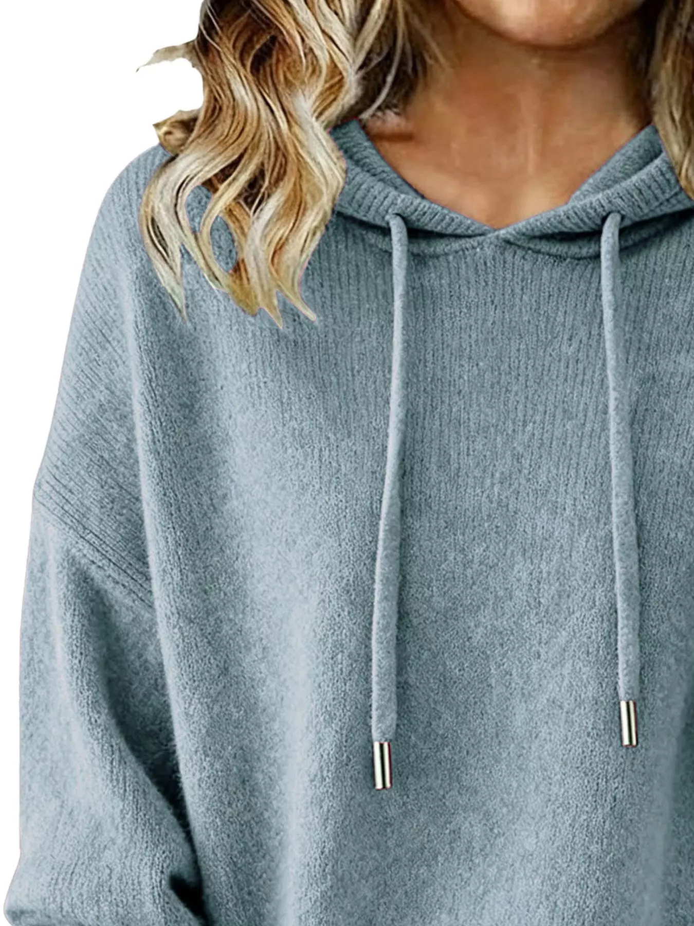 Drawstring Long Sleeve Hooded Sweater - Image 23