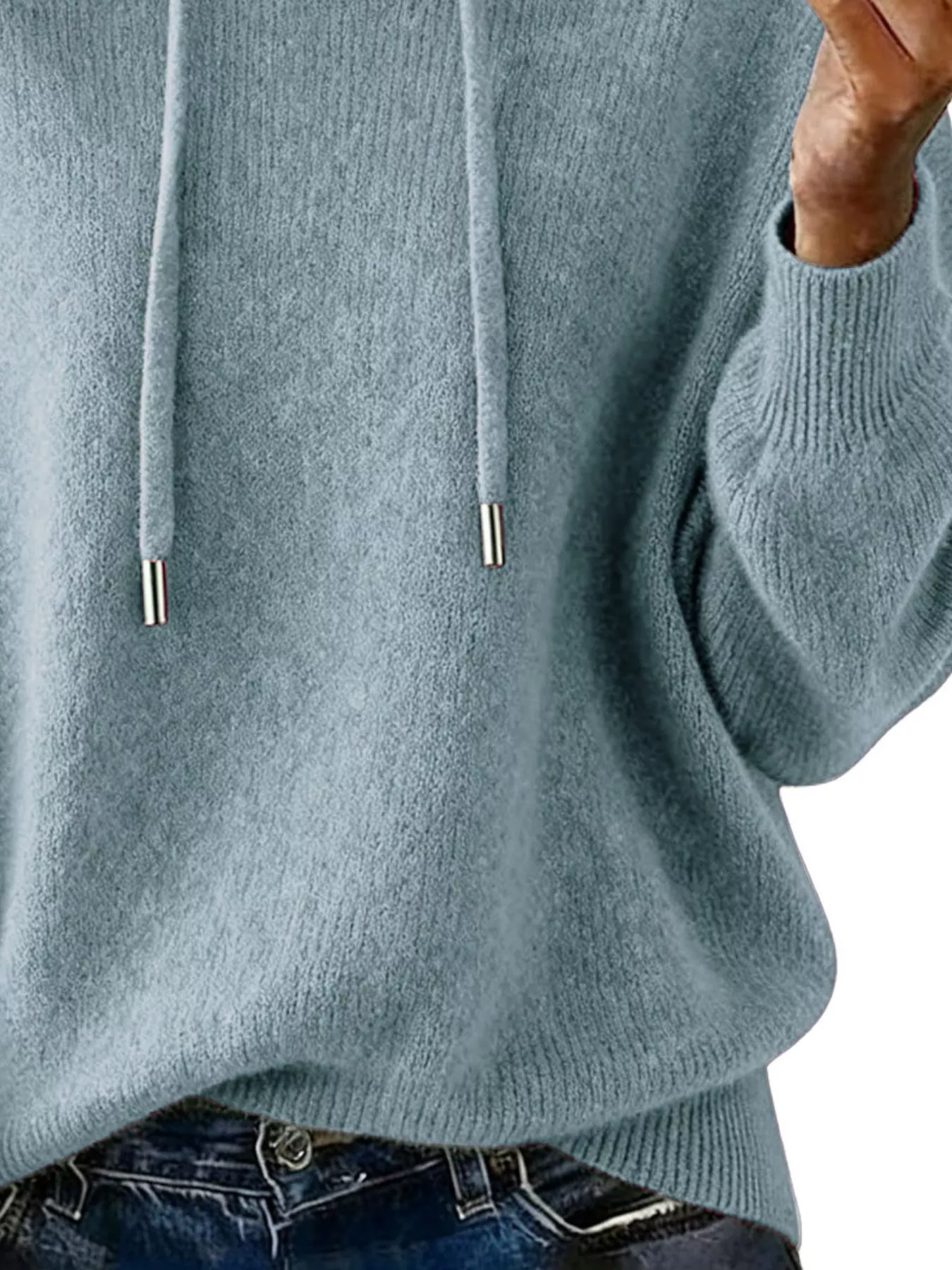 Drawstring Long Sleeve Hooded Sweater - Image 24
