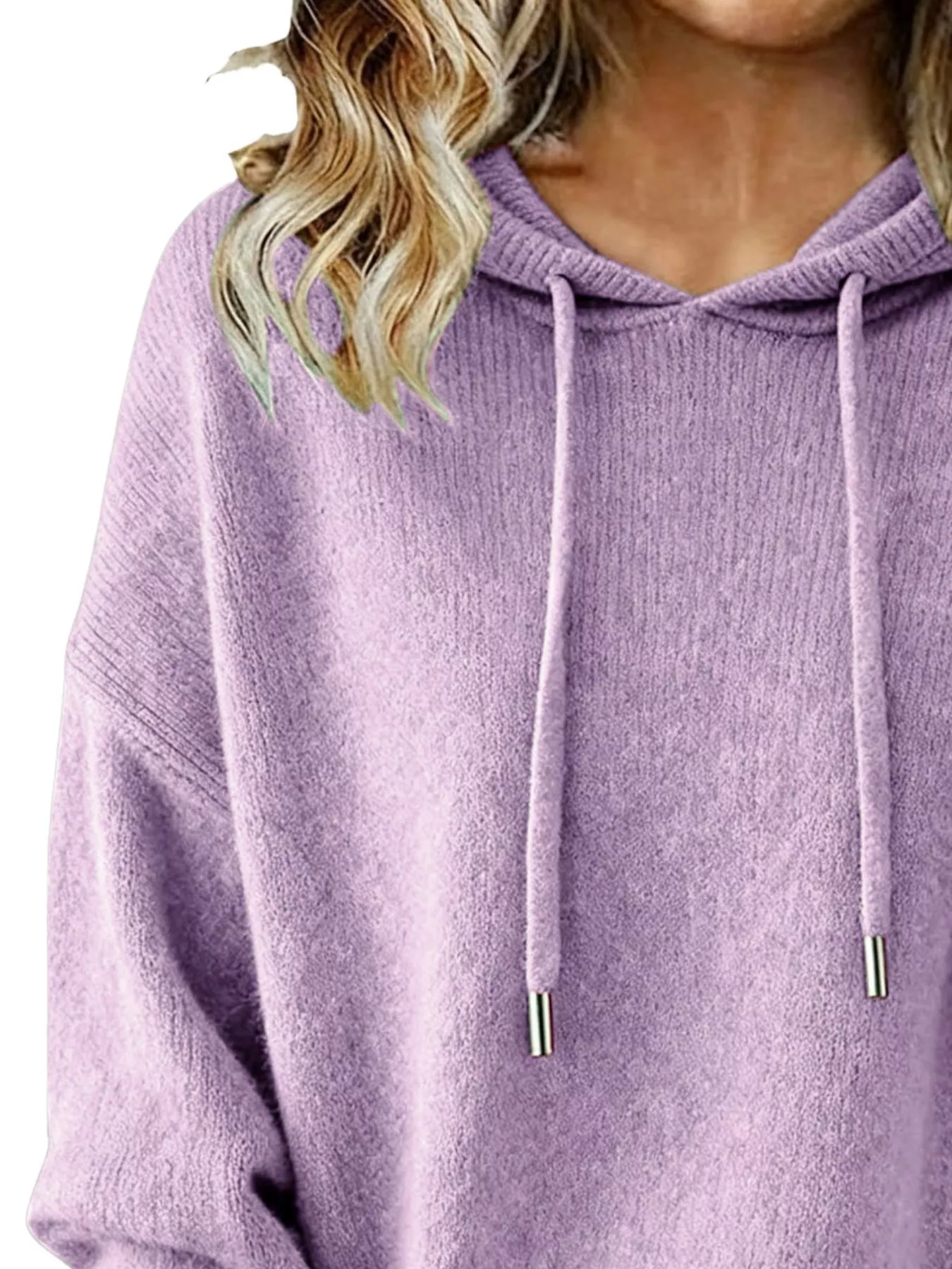 Drawstring Long Sleeve Hooded Sweater - Image 26