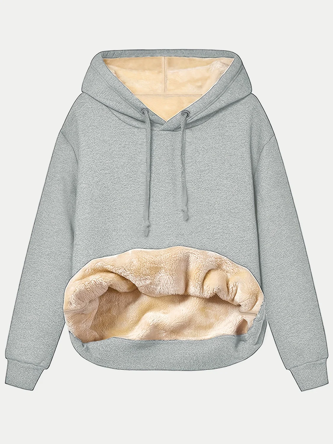 Drawstring Long Sleeve Hoodie with Kangaroo Pocket - Image 15