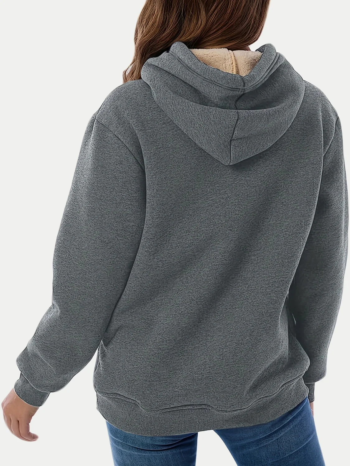 Drawstring Long Sleeve Hoodie with Kangaroo Pocket - Image 5