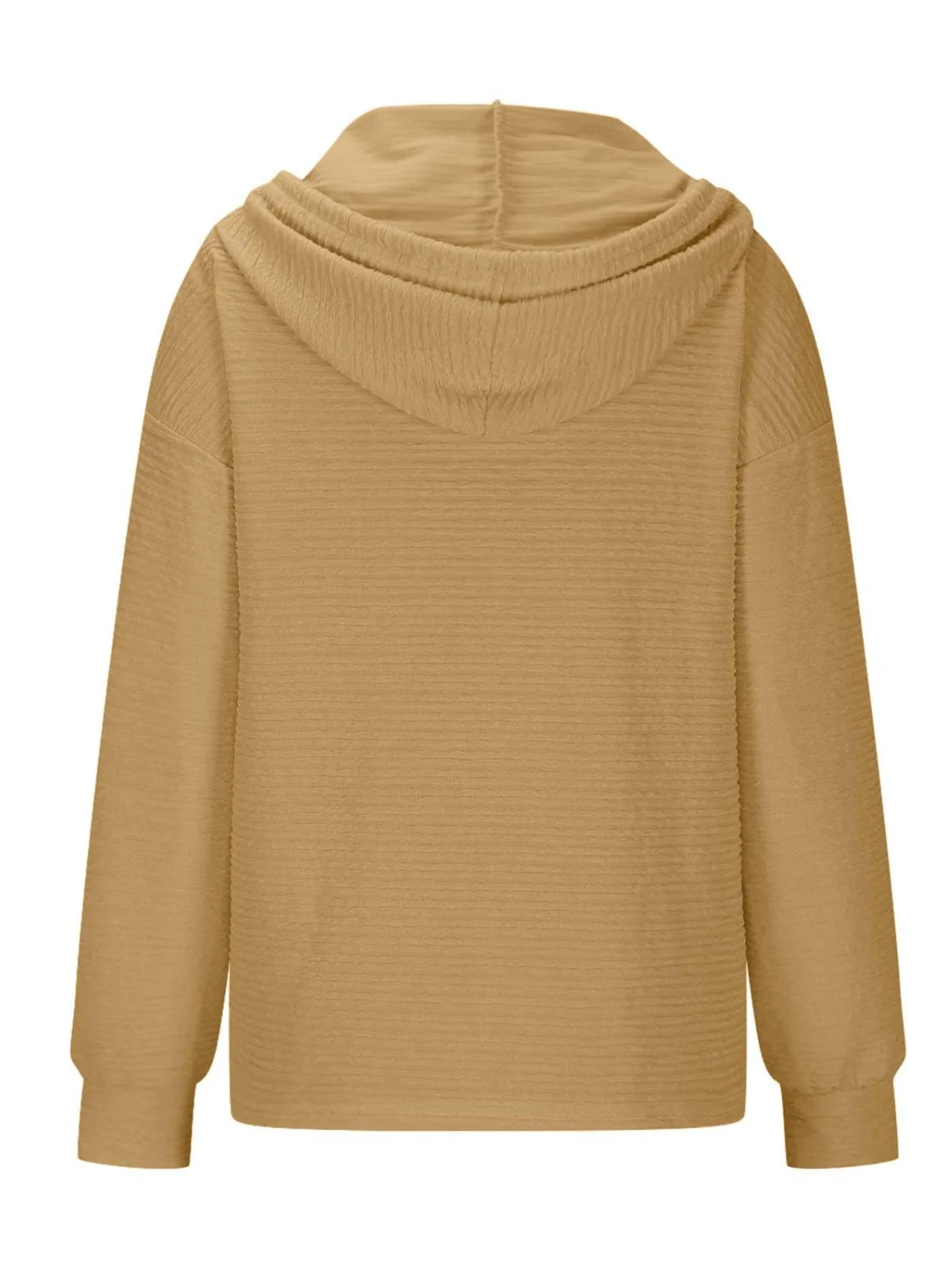 Drawstring Quarter Button Long Sleeve Hoodie - Image 17