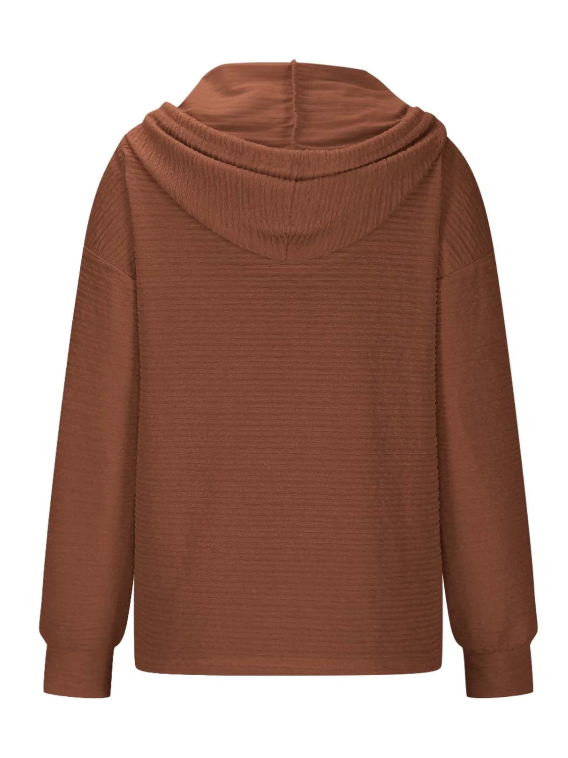 Drawstring Quarter Button Long Sleeve Hoodie - Image 23