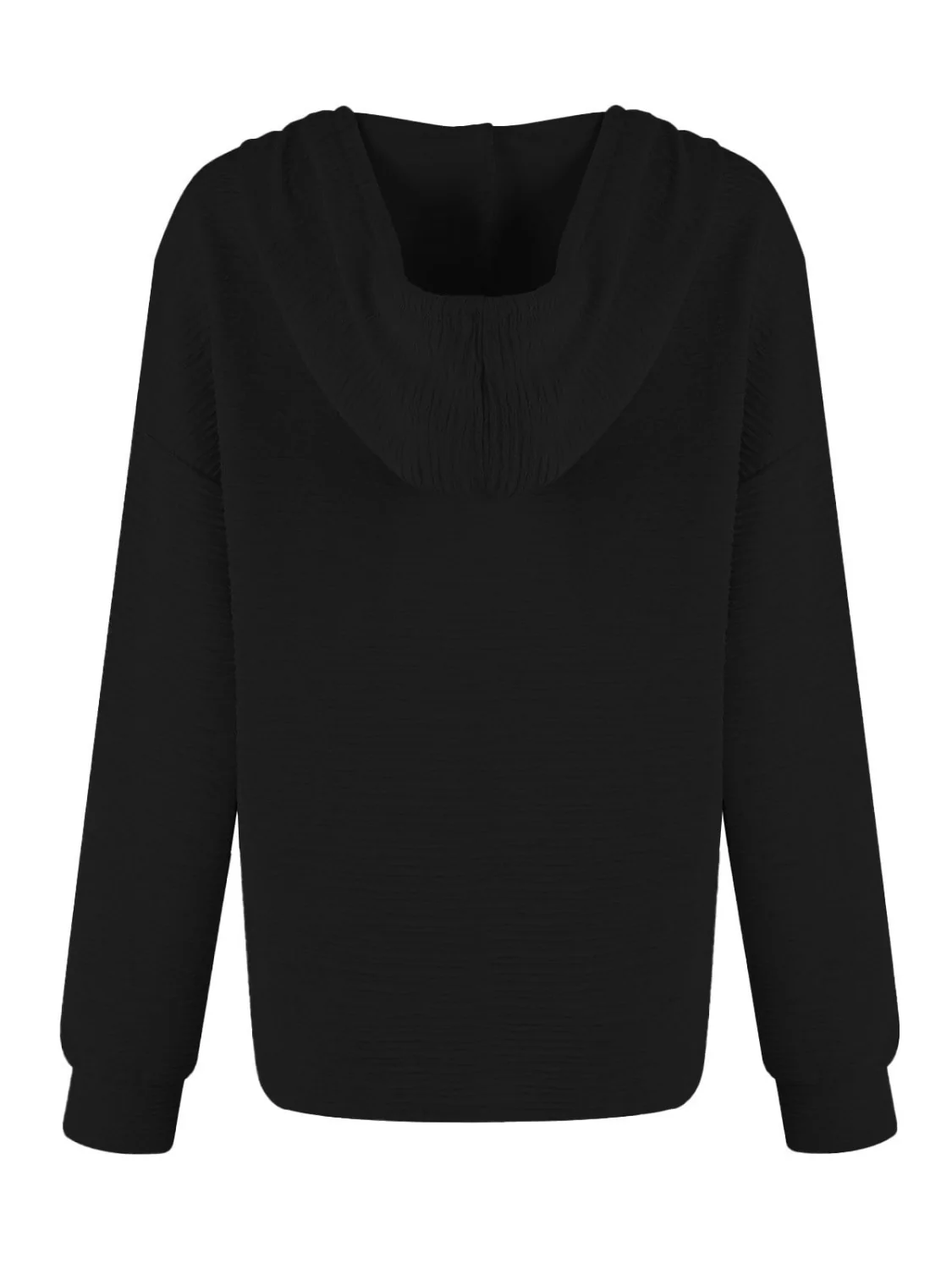 Drawstring Quarter Button Long Sleeve Hoodie - Image 6