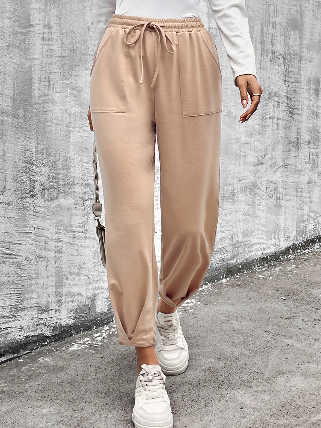 Drawstring Straight Pants with Pockets - Image 5