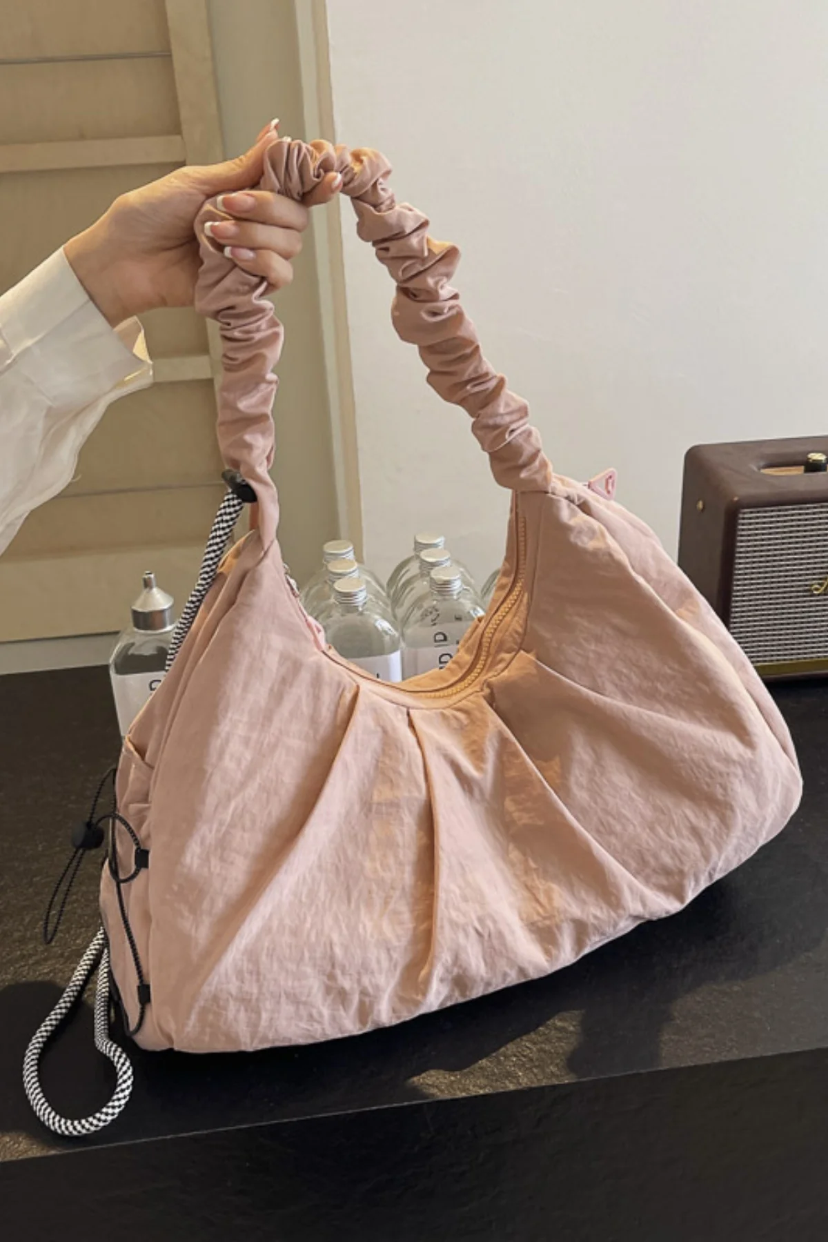 Drawstring Strap Ruched Crossbody Bag - Image 14