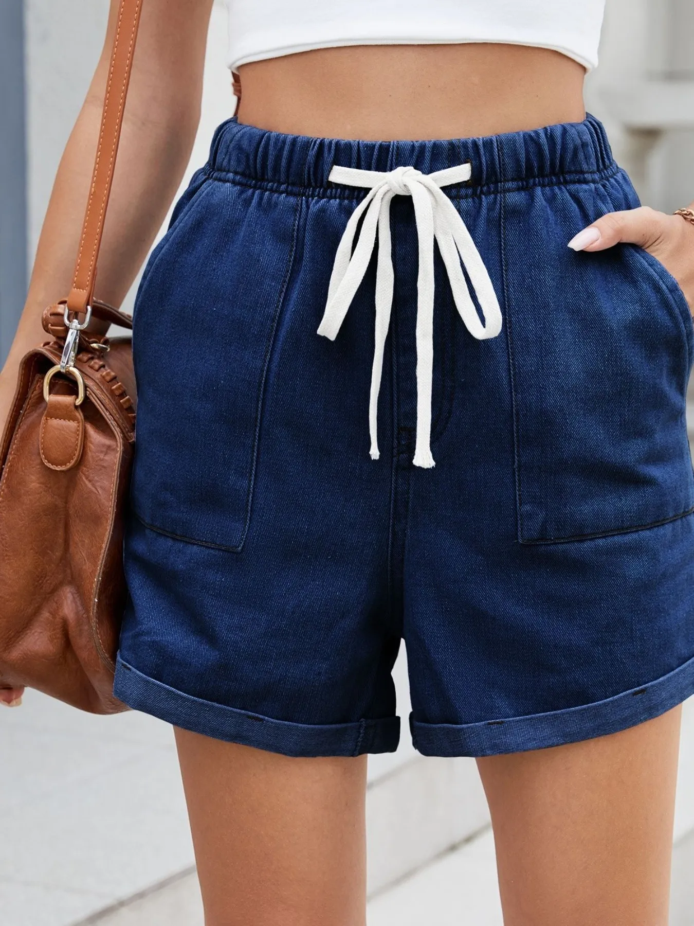 Drawstring Wash Denim Shorts - Image 19