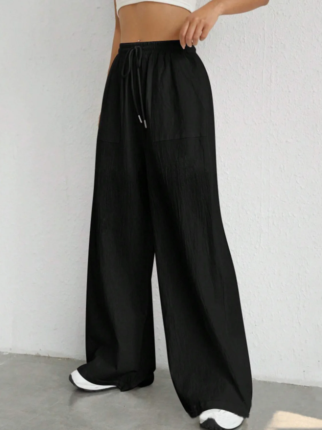 Drawstring Wide Leg Pants - Image 8