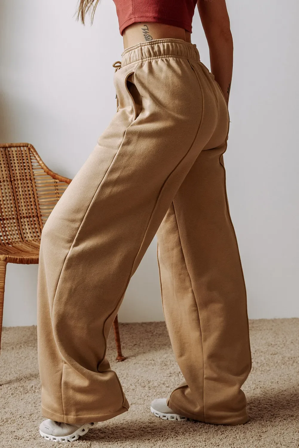 Drawstring Wide Leg Pants with Pockets - Image 3
