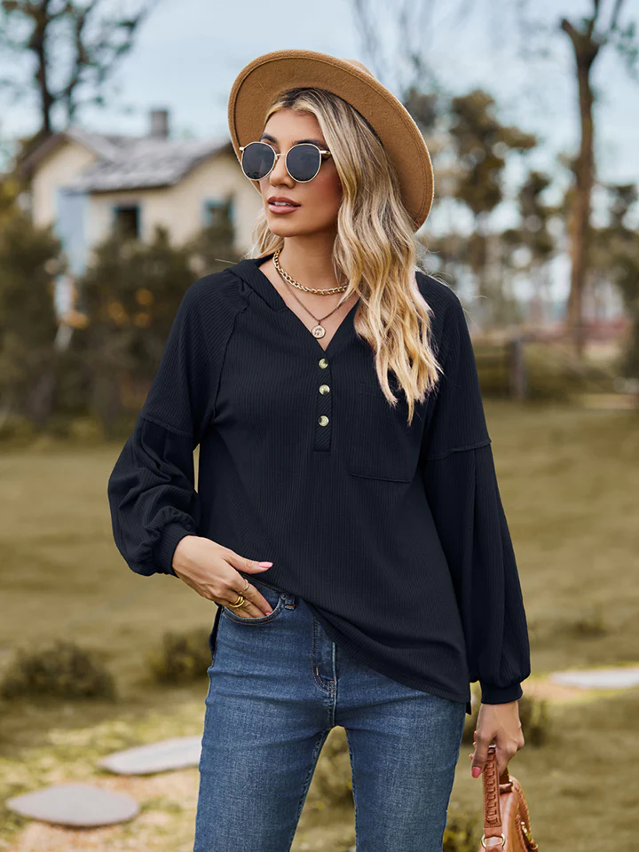 Dropped Shoulder Button-Down Hoodie - Image 8