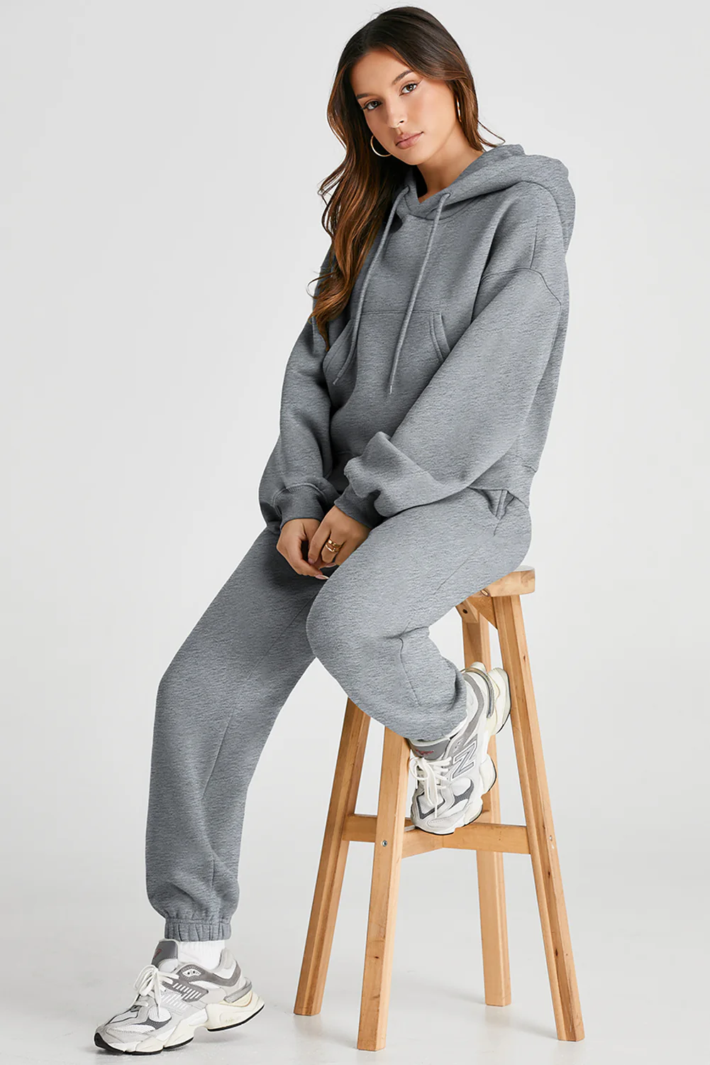 Dropped Shoulder Hooded Top and Pants Active Set - Image 5