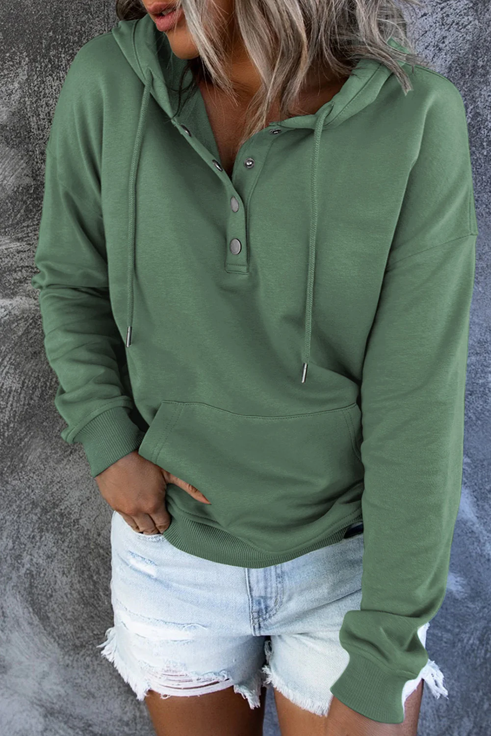 Dropped Shoulder Long Sleeve Hoodie with Pocket - Image 22