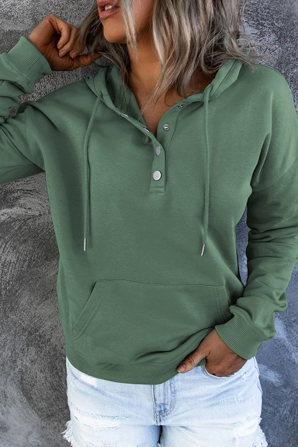 Dropped Shoulder Long Sleeve Hoodie with Pocket - Image 23