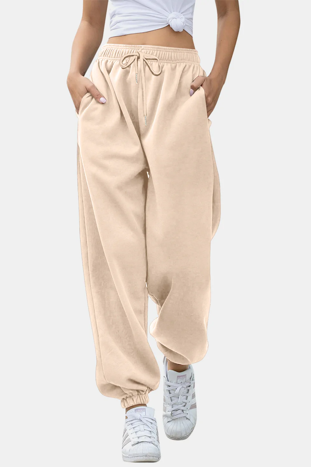 Elastic Waist Joggers with Pockets - Image 17