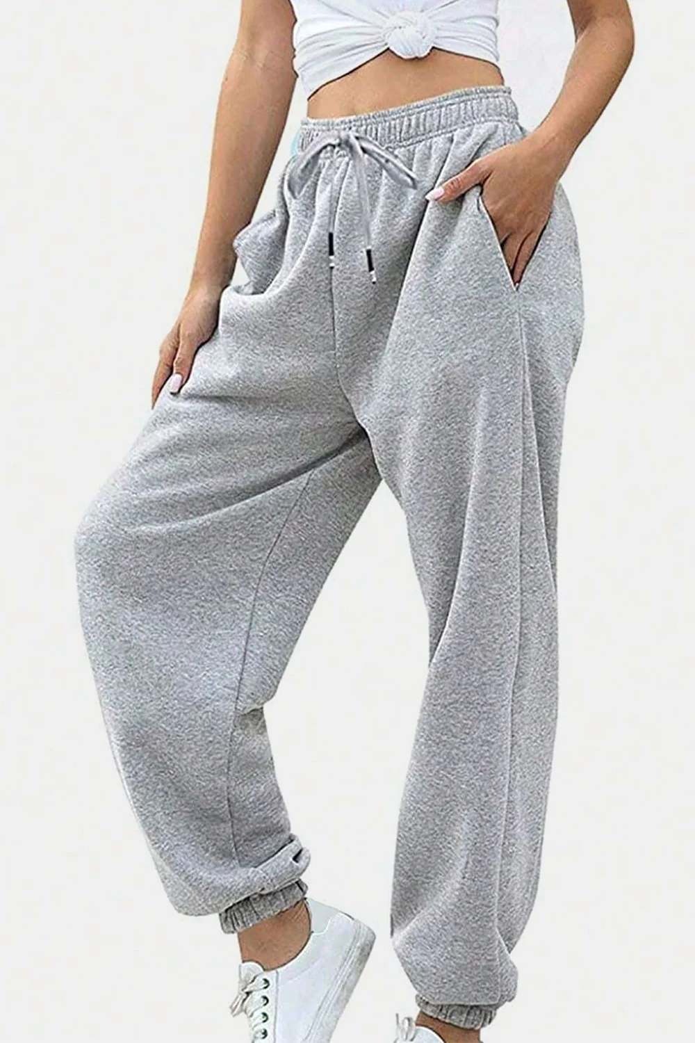 Elastic Waist Joggers with Pockets - Image 5