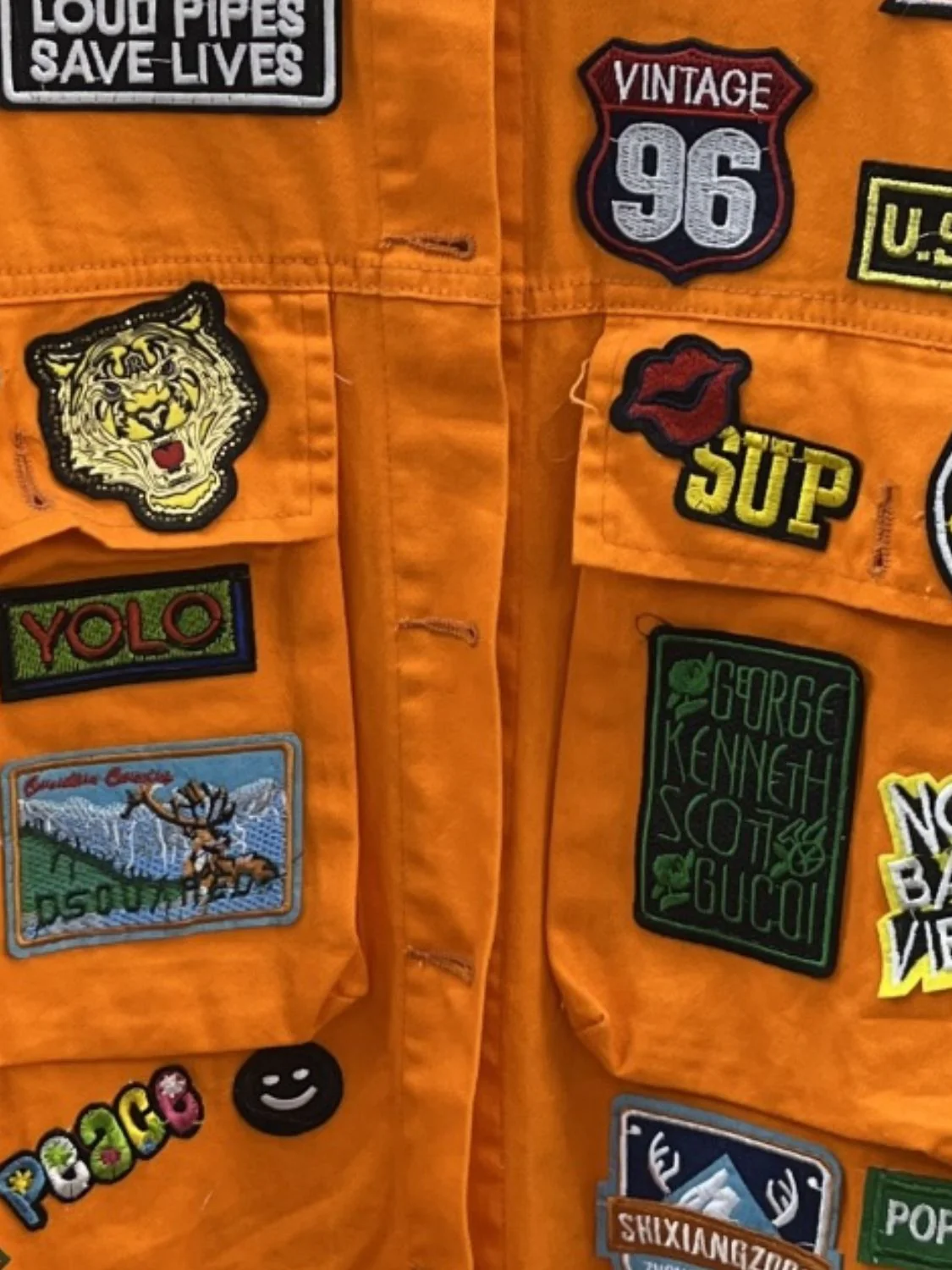 Embroidered Patch Button Up Long Sleeve Denim Jacket - Image 5